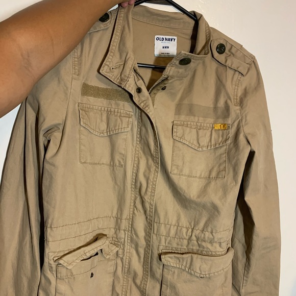 Tan Army Jacket with Patches - Picture 1 of 4